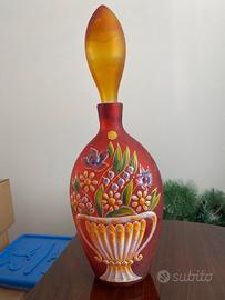 Vaso/Bottiglia decorativa in vetro satinato rosso