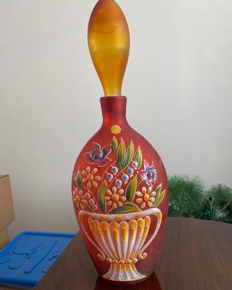 Vaso/Bottiglia decorativa in vetro satinato rosso