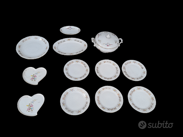 Servizio Piatti Porcellana Decorata Fiori