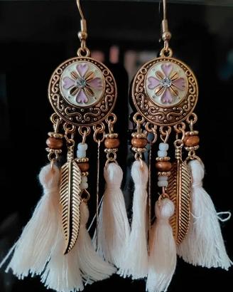 Orecchini Western Indian Boho Beige