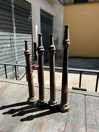 Lance antincendio vintage in ottone e rame