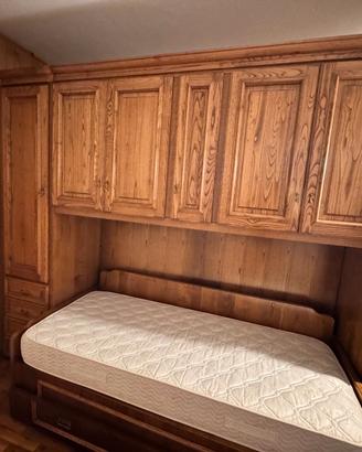 Mobile Ponte 5 Ante + Letto Singolo Legno Massello