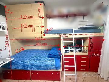 Cameretta doppio letto e scrivania
