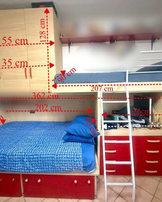 Cameretta doppio letto e scrivania