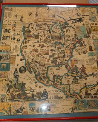 Mappa Pittorica America Settentrionale Vintage