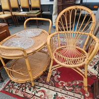 tavolo bar in vimini piu sedia 