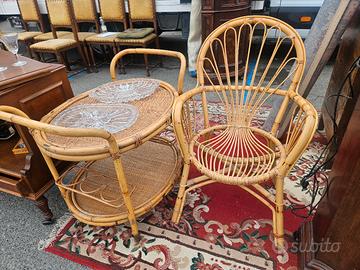 tavolo bar in vimini piu sedia 