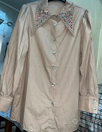 camicia beige corletto luccicoso