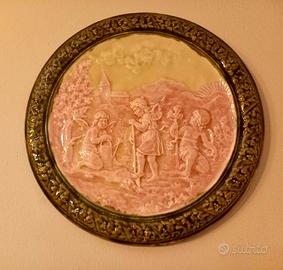 Piatto antico decorativo in ceramica Shutz Cilli