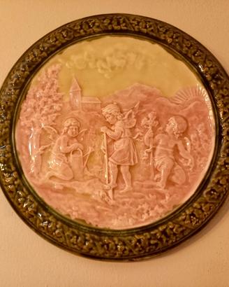 Piatto antico decorativo in ceramica Shutz Cilli