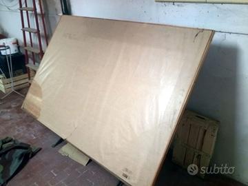 tavolo da disegno in legno con ingranaggi in ghisa