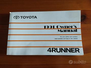 Libretto Uso e Manutenzione Toyota 4Runner 1991