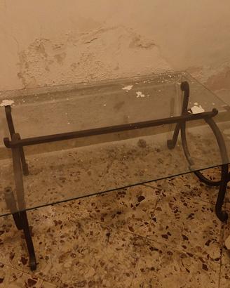 tavolo vetro e ferro battuto