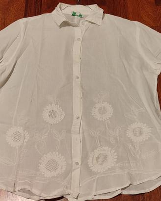 Camicia bianca ricamata Marila - Taglia XL