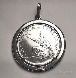500 lire centenario Unità Italia montata su anello
