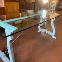tavolo con piano vetro temperato