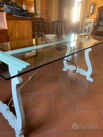 tavolo con piano vetro temperato