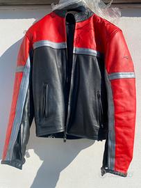 Giacca moto in vera pelle “Moto one”rosso/nero t.S