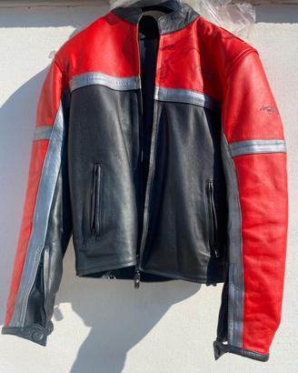 Giacca moto in vera pelle “Moto one”rosso/nero t.S