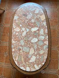 Tavolino da salotto in marmo e legno