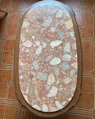 Tavolino da salotto in marmo e legno