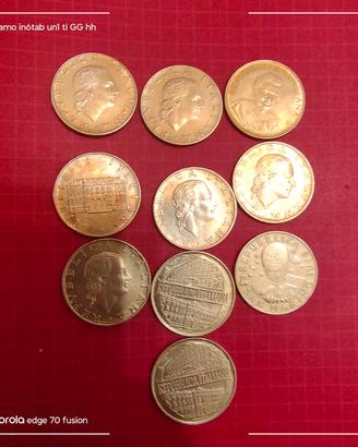 10 monete da 200 lire italiane