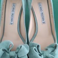 scarpe camoscio verde acqua