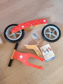 Bicicletta senza pedali di legno