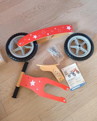 Bicicletta senza pedali di legno