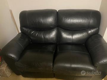 Divano Relax 2 Posti in Pelle Nera