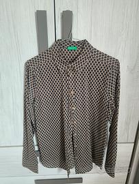 Camicia blu e beige Benetton 