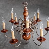 Lampadario legno e ottone