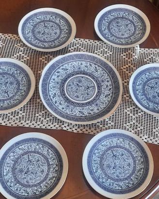 Elegante servizio dessert Limoges blu cobalto 7 pz