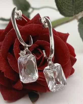 orecchini argento 925 zircone e cristallo esagonal