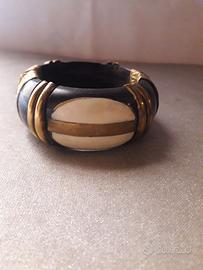 BRACCIALE RIGIDO DI LEGNO CON INSERTI