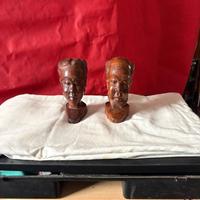 Coppia uomo donna teste in legno