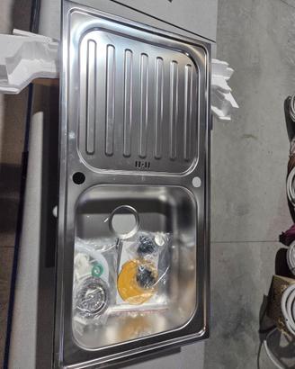 lavello in acciaio inox con sgocciolatoio 100x50