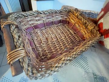 Ceste natalizie in vimini, corda e legno