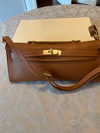 Borsa pelle baguette modello Hermes in pelle marte