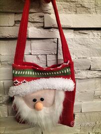 Piccola borsa rossa con Babbo Natale 