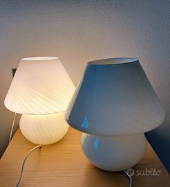 Coppie di lampade a fungo in vetro soffiato