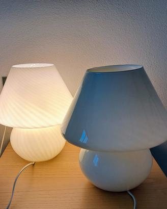 Coppie di lampade a fungo in vetro soffiato