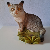 Artefice gatto statuina resina decorato a mano