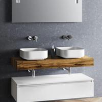 Mobile bagno sospeso con top effetto legno
