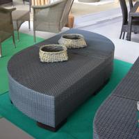 Tavolino pouf rattan da esterni polietilene intrec