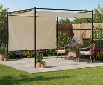 Gazebo Pergola Orientabile Telo Ècru 3x3 metri