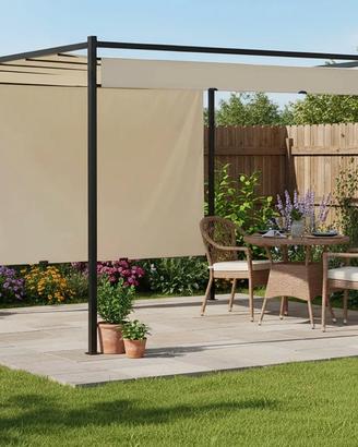 Gazebo Pergola Orientabile Telo Ècru 3x3 metri