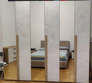 Armadio camera letto, 6 ante battenti con specchio