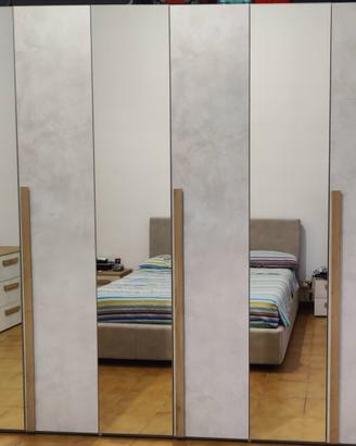 Armadio camera letto, 6 ante battenti con specchio
