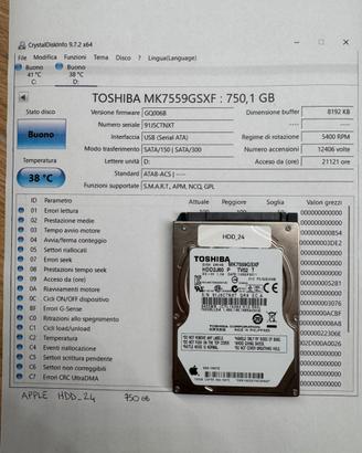 HDD Apple Toshiba 750GB 2.5” – Testato OK